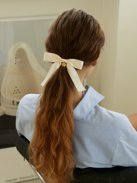 ribbon hair pin (ivory)