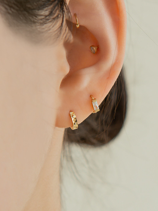 14K Gold Twinkle Cutting Onetouch Earrings (14k골드) s09