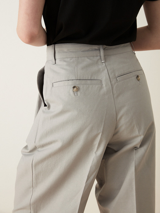 Pleats turnup pants (light gray)