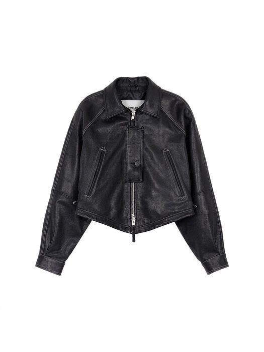 SHOREDICH GOAT LEATHER CROP JACKET awa340w(BLACK)