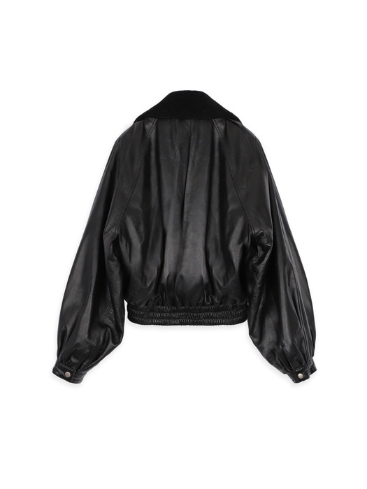 Studio Blouson Leather Jumper  BLACK