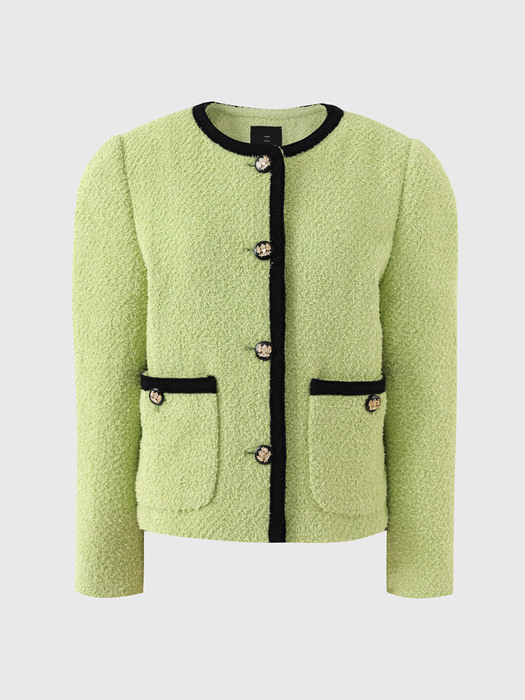 엘로위시 그린 레니 트리밍 트위드 자켓 / YELLOWISH GREEN LENNY TRIMMED TWEED JACKET