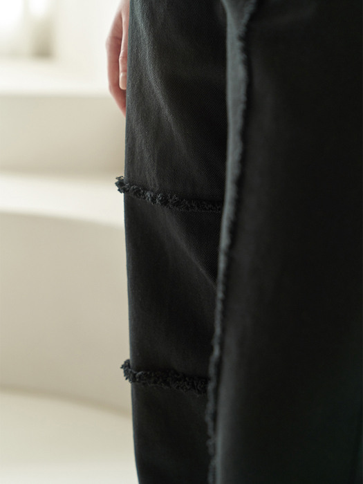Rough cut denim pants (black)