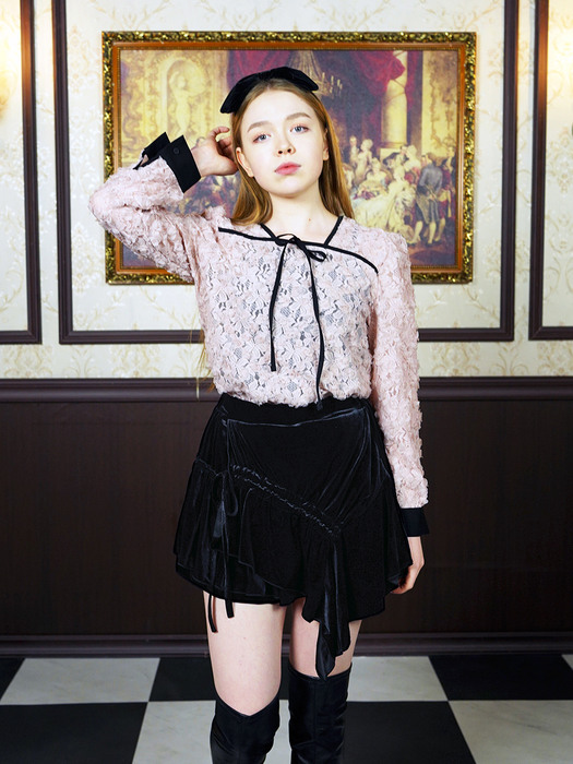 flower lace blouse pink
