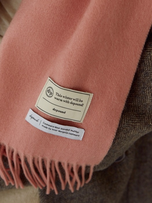 cashmere wool blended muffler (coral pink)