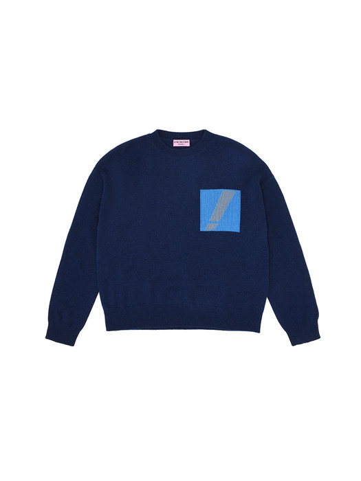 OH! INTARSIA PULLOVER_CHARCOAL BLUE