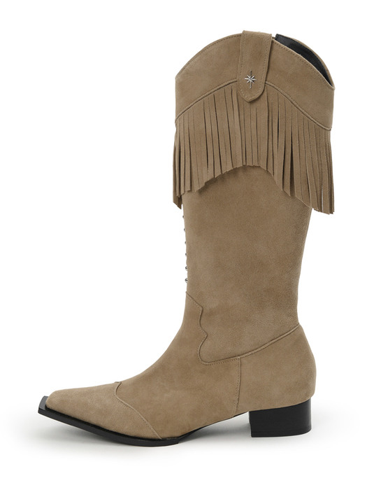 Suede fringe boots (taupe)