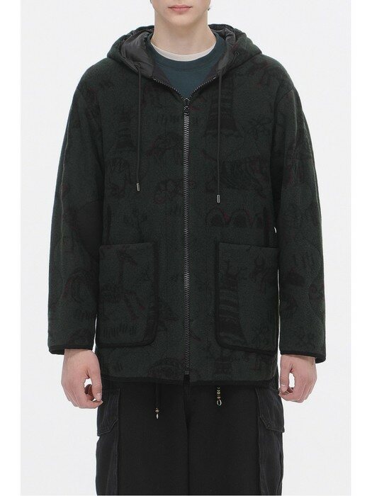 [black label] printed fleece reversible jumper_CLUAW21714KHX