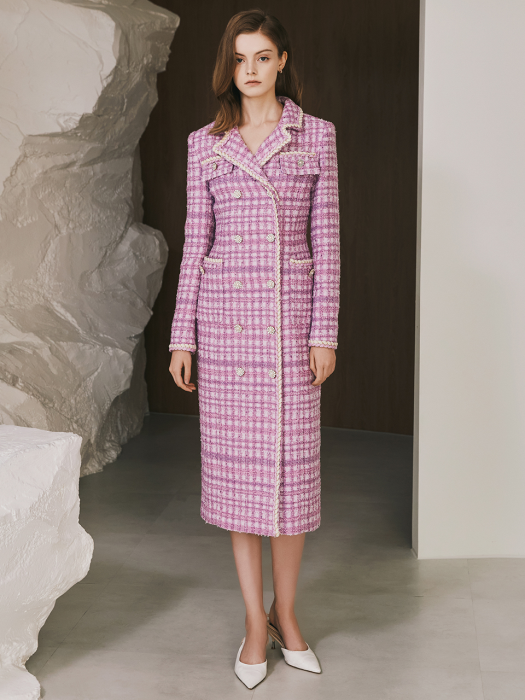 Delilah / Tweed Jacket Style Slim Dress(purple)