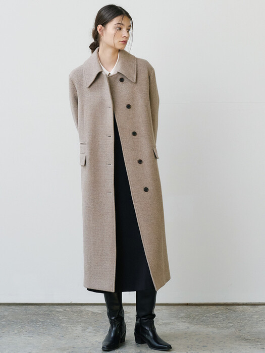 21 Winter_Melange Beige Basic Single Coat