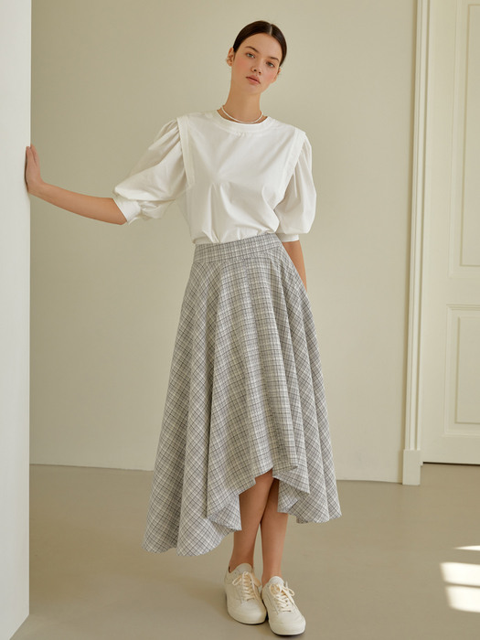 Unbalance flare skirt (gray)
