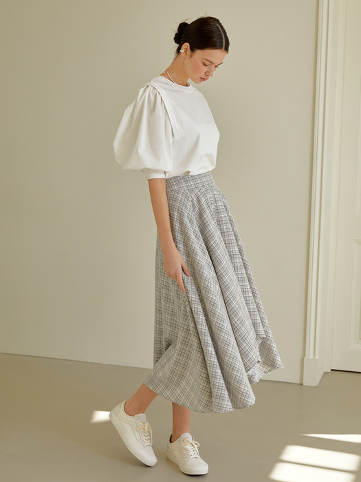 Unbalance flare skirt (gray)