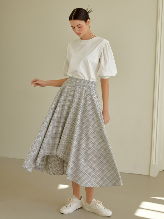 Unbalance flare skirt (gray)
