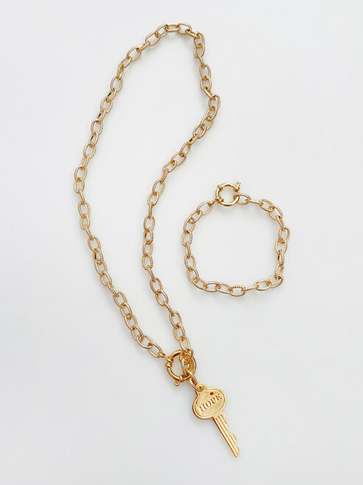Hope Key Cable chain Necklace(팔찌증정)