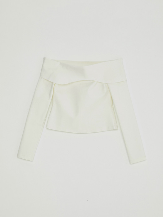 NARCISO COTTON CURVED OFF-SHOULDER TOP (OFF WHITE)
