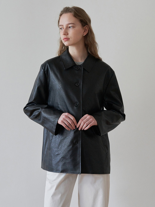 Eco leather button jacket