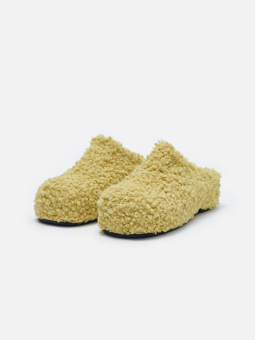 Round platform clogs Fluffy Mustard