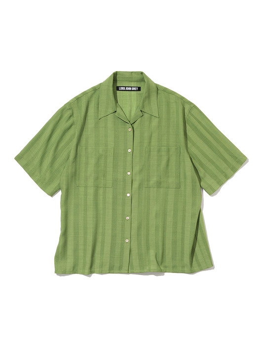 open collar pocket s/s shirts green