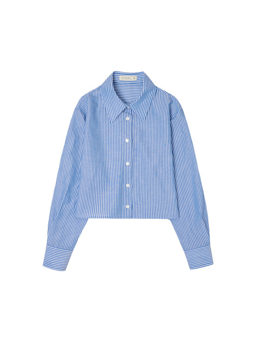 SITP5058 essential crop shirt_Blue stripe