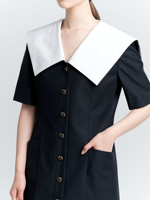 ALEXA NAVY SAIOR COLLAR JACKET DRESS