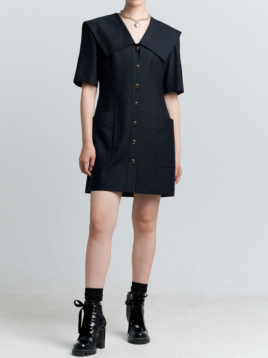 ALEXA NAVY SAIOR COLLAR JACKET DRESS