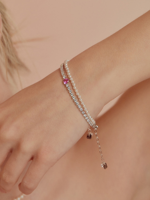 (SET) Pearl and Color Cubic jewel Bracelet SE0161