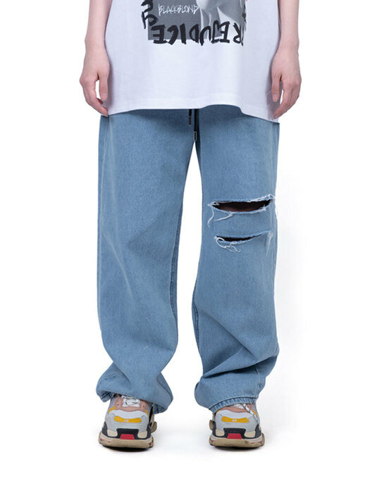 BBD Basic Drawstring Overfit Denim Pants (Light Blue)