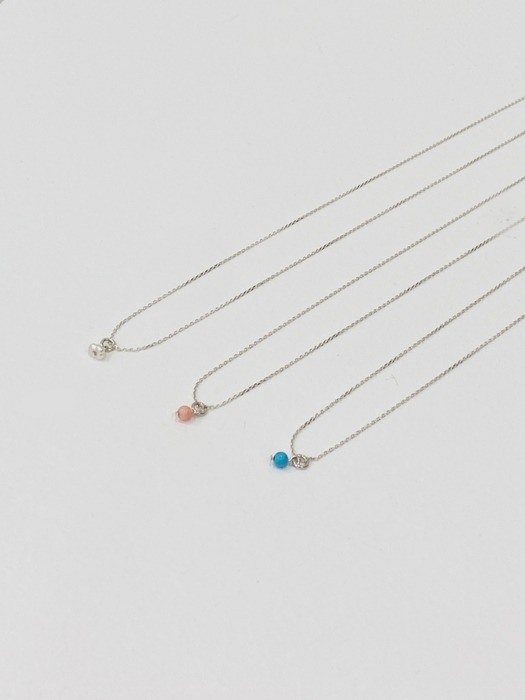 [단독] [Silver] Petit Gemstone Necklace_3Color