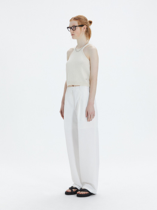 Textured Pintuck Trousers (White)