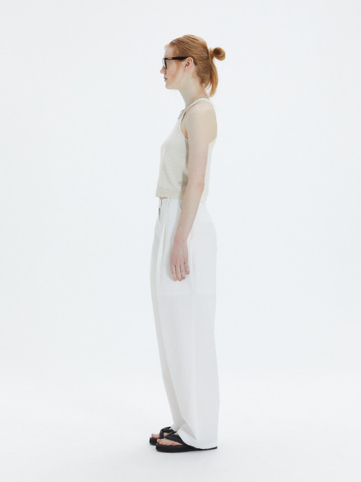 Textured Pintuck Trousers (White)