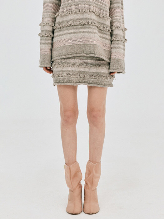 Multi Yarn Knit Skirt_Ash Grey