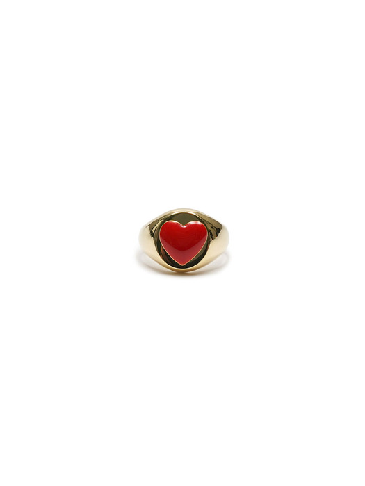 GOLD RED HEART RING / HRT003-RED