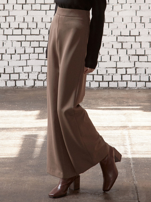J551 side zipper slacks (brown)