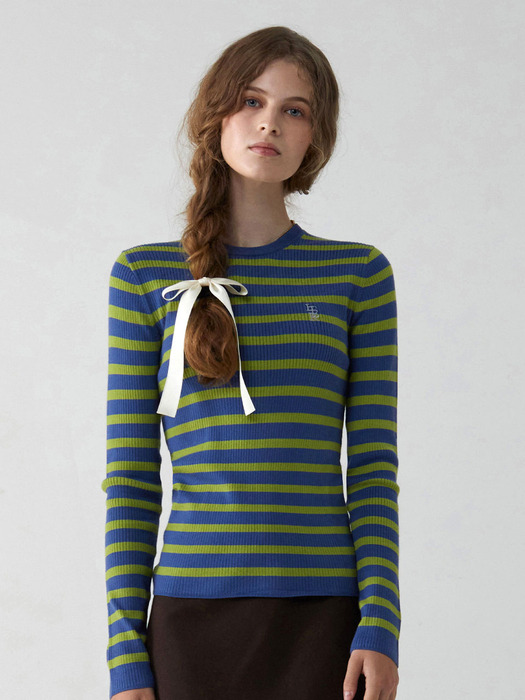 LOGO STRIPE LONG-SLEEVE KNIT [5COLOR]