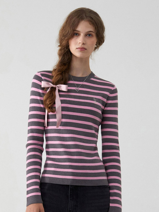 LOGO STRIPE LONG-SLEEVE KNIT [5COLOR]