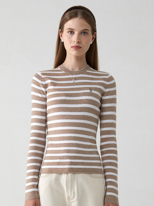 LOGO STRIPE LONG-SLEEVE KNIT [5COLOR]