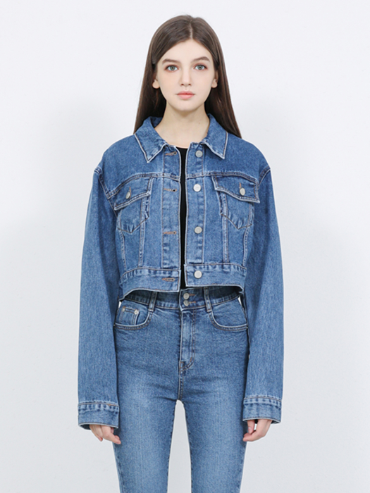 W81 CROP DENIM JAKET_DEEP BLUE