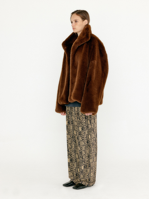 VLONDY Faux Fur Half Coat - Brown