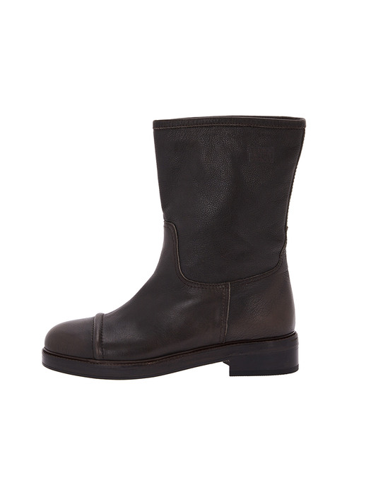 ROUND ANKLE BOOTS_dark brown burnish