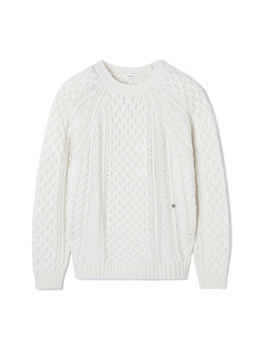 Fine Wool Cable Sweater / Ivory