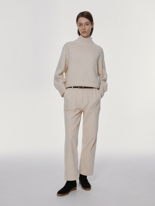 Double folded corduroy pants (Cream)