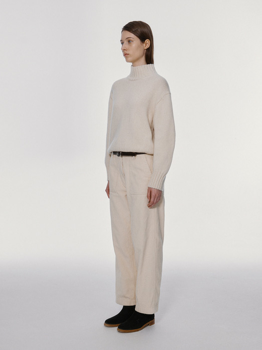 Double folded corduroy pants (Cream)