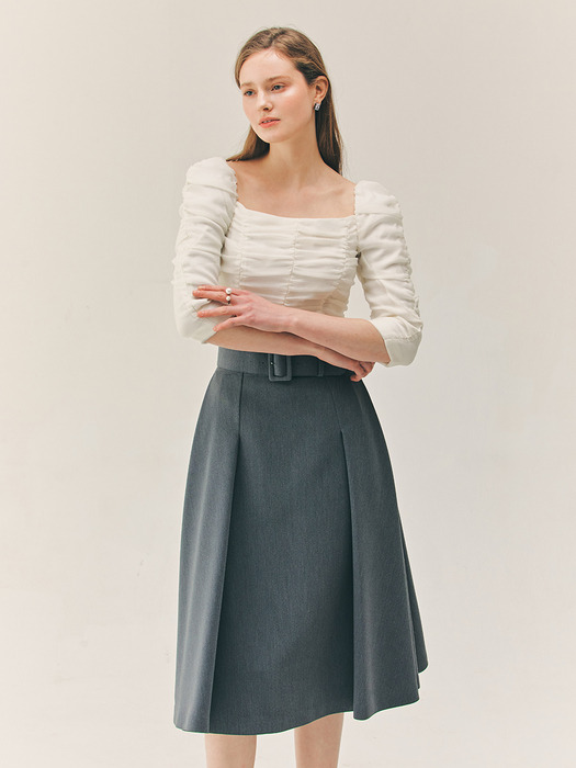 VANESSA Tuck detailed midi skirt (Charcoal gray)