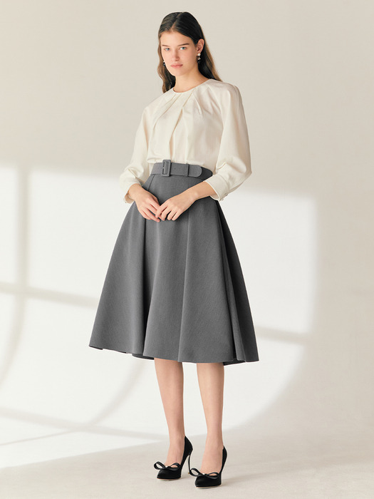 VANESSA Tuck detailed midi skirt (Charcoal gray)