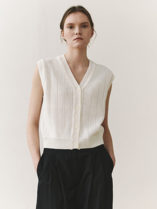 Paper knit vest (white)