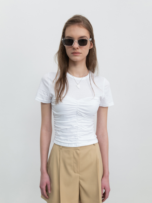 Shirred Cotton T-shirt White (JWTS3E908WT)