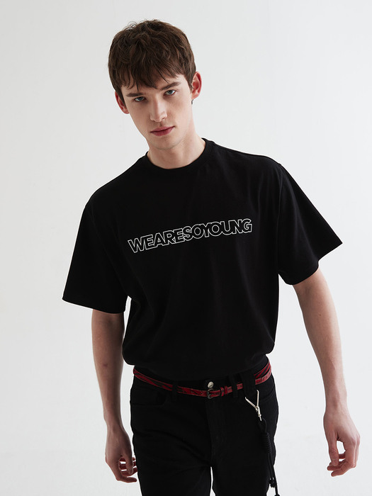 [UNISEX] Slogan Print Tshirt Black