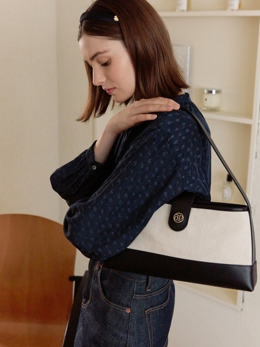 town bag (hobo) - herringbone ivory