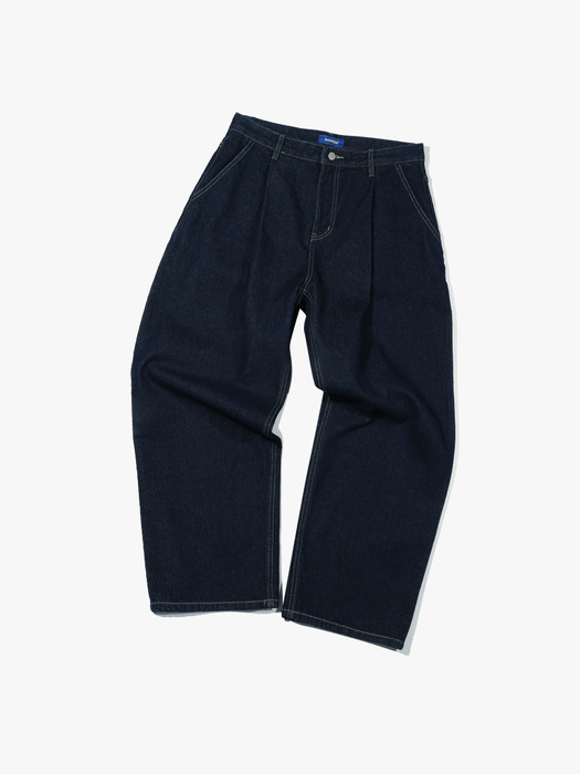 One-Tuck Wide Denim Pants V7_Normal Blue