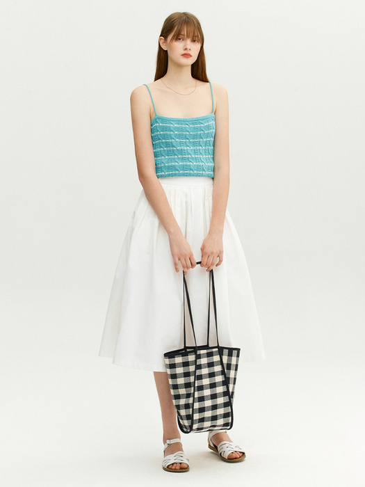 ETNA Stripe sleeveless cable knit top (Sky blue&Ivory stripe)